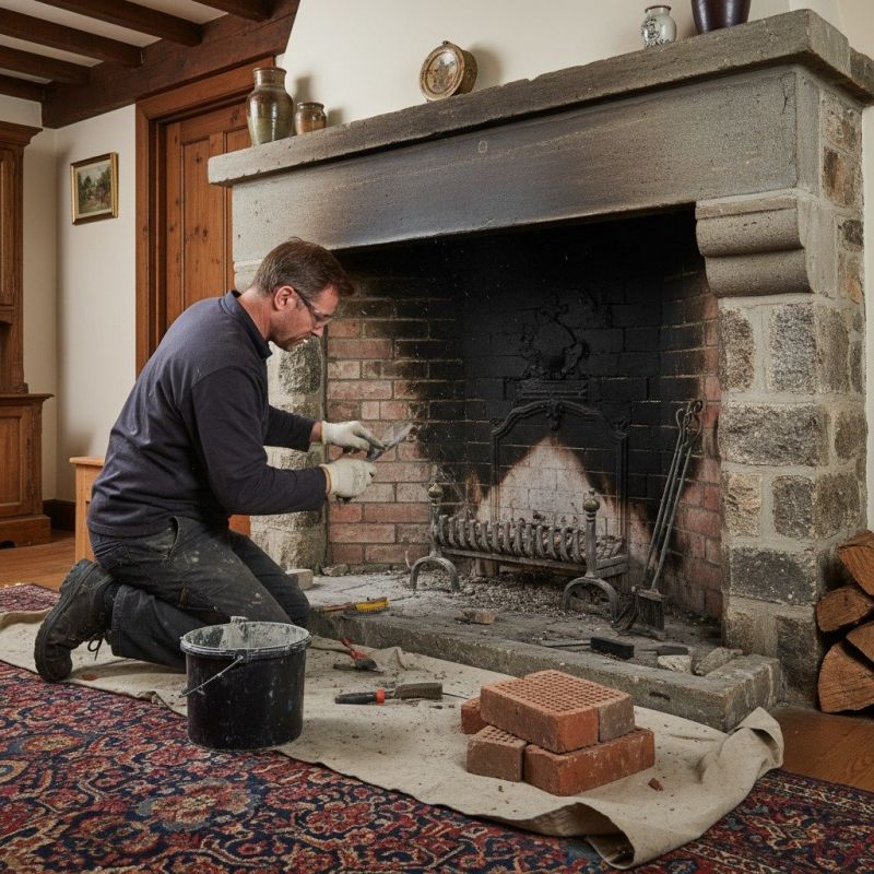 Repairing Cracked Brick Or Stone Around Gas Fireplaces