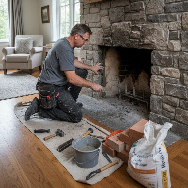 Repairing Cracked Brick Or Stone Around Gas Fireplaces